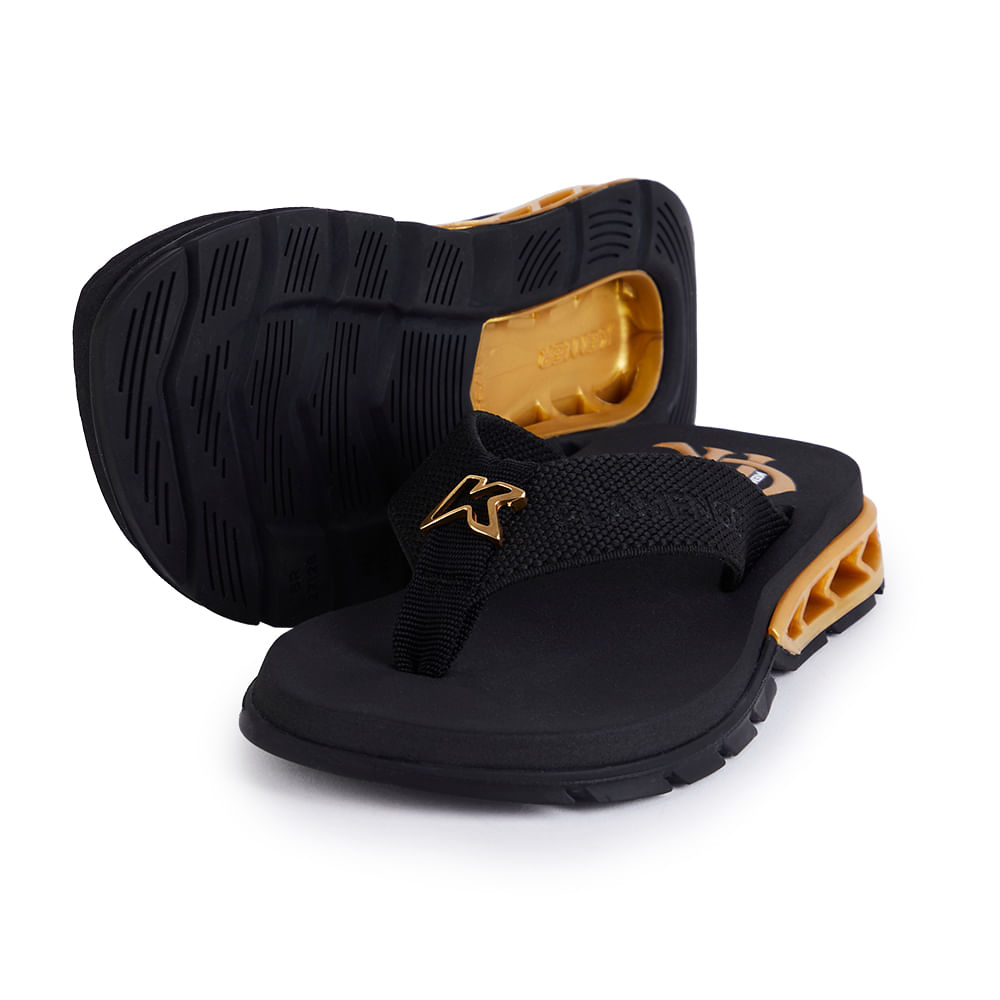 Sandália Kenner Rakka Kids Flamengo Preto Com Dourado