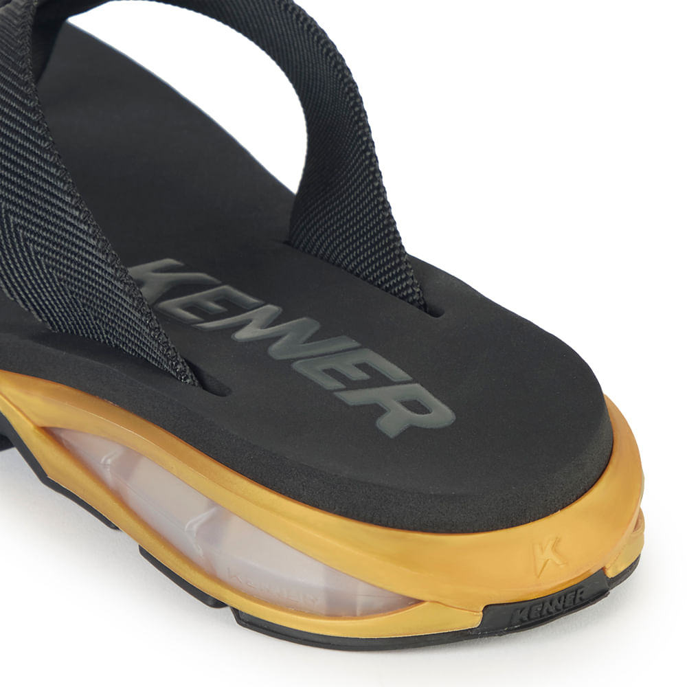 Sandália Kenner Orak Preto Com Dourado