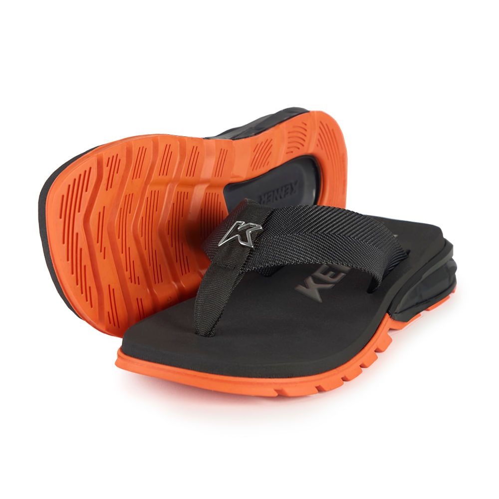 Sandália Kenner Orak Preto Com Laranja