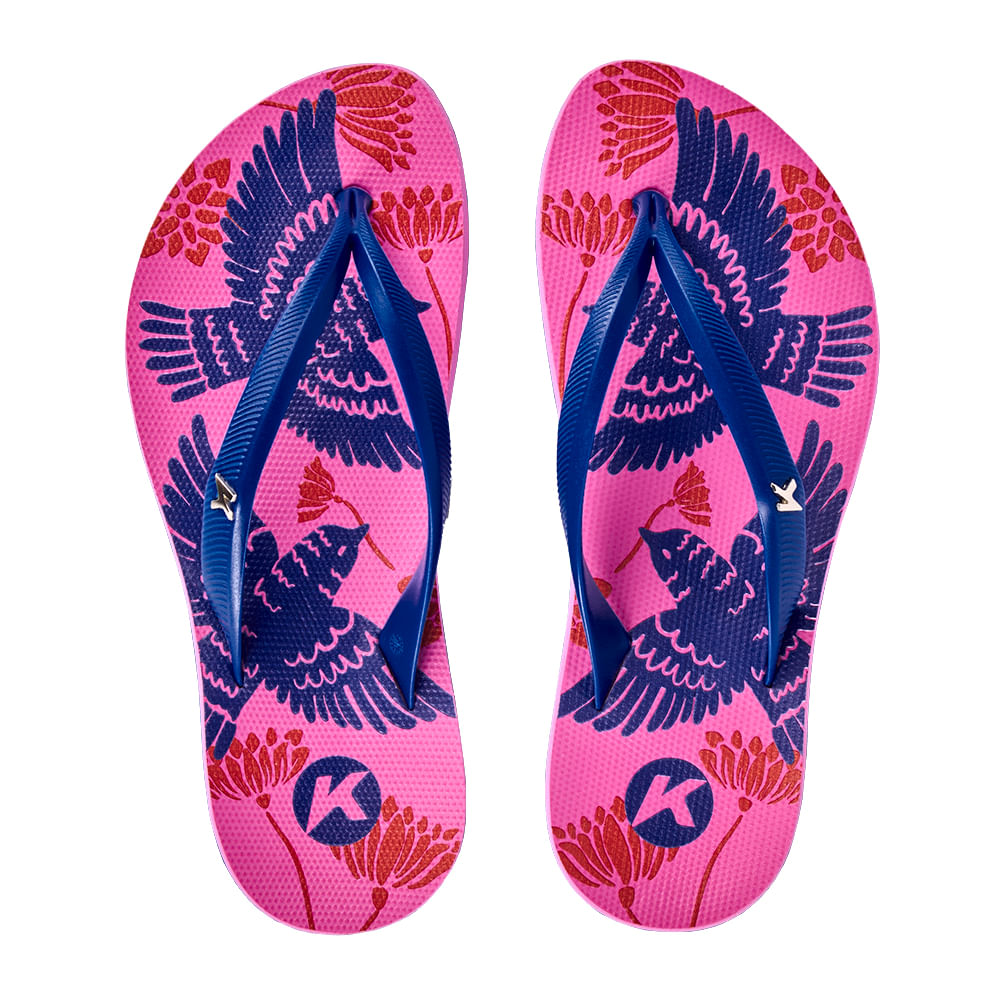 Sandália Kenner Ibiza Pássaros Azul