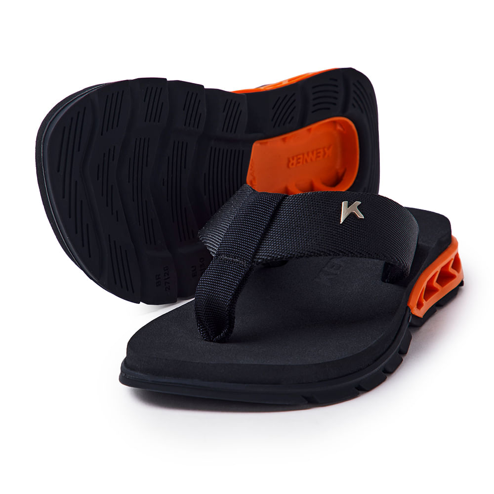 Sandália Kenner Rakka Kids Preto Com Laranja